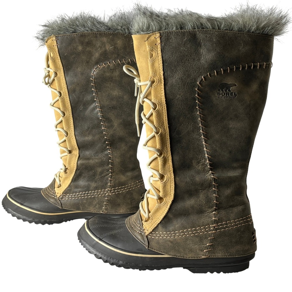 Sorel Tofino Leather Waterproof Tall Winter Boots Fur Rugged Womens 11